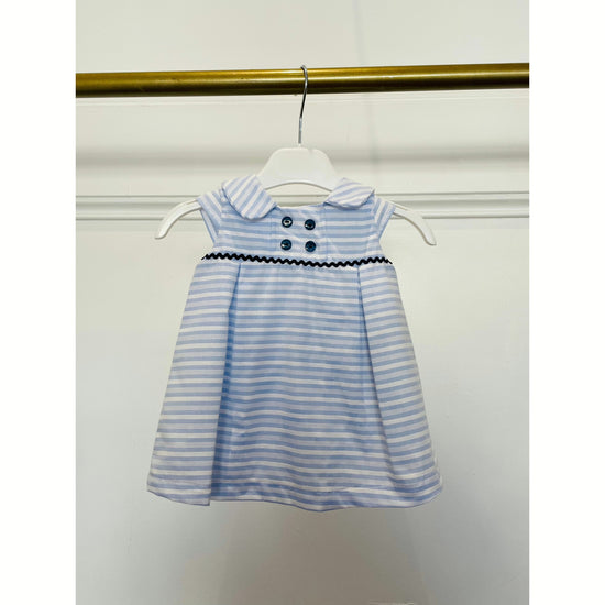 Load image into Gallery viewer, Pale Blue And White Striped Dress 320 - Lala Kids 
