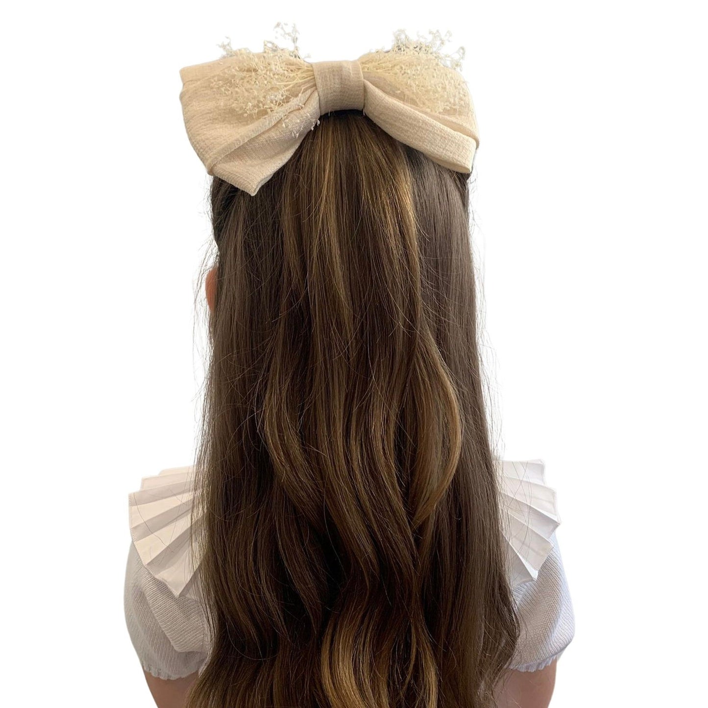 Large Cream Hairbow With Blooms 346 - Lala Kids 
