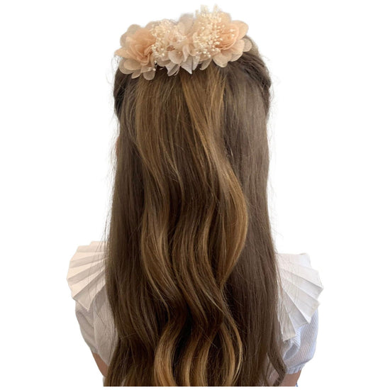 Load image into Gallery viewer, Beige Organza Floral Hair Clip 349 - Lala Kids 
