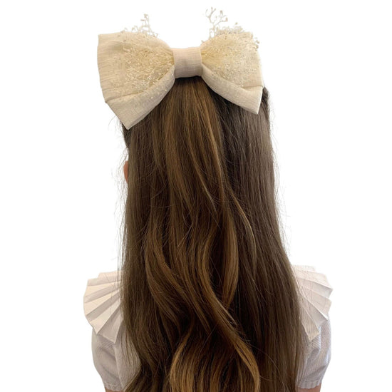 Load image into Gallery viewer, Large White Hairbow With Blooms 347 - Lala Kids 

