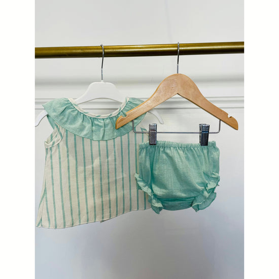 Load image into Gallery viewer, Mint Green Blouse And Jam Pants 314 - Lala Kids 
