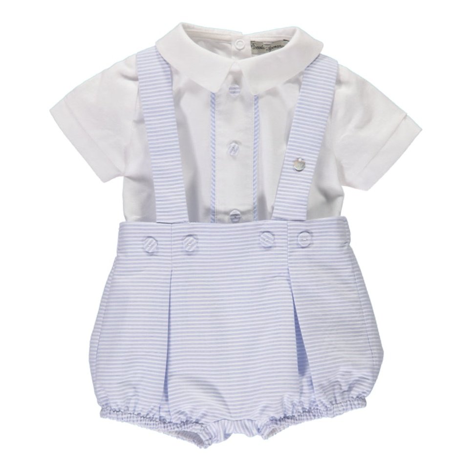 Pale Blue Dungarees And Shirt 157 - Lala Kids 