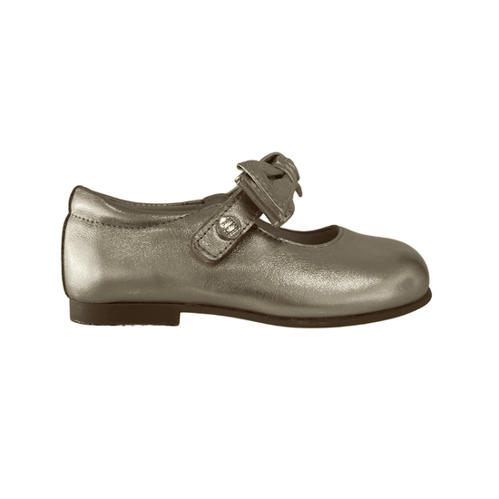 205 Gold Mary Janes With Bow - Lala Kids 