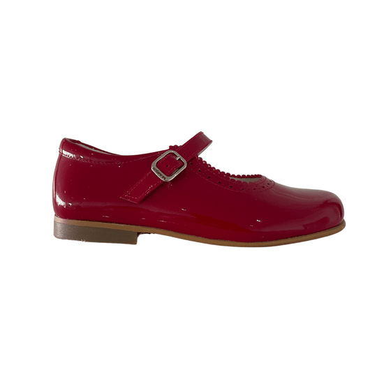 Andanines Red Patent Mary Janes Traditional Shoes for Girls