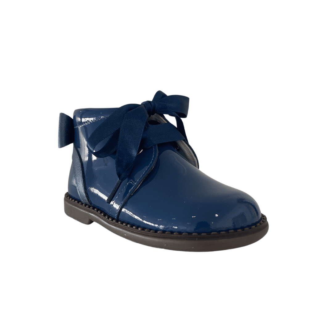 212 Navy Ankle Boots With Bow - Lala Kids 