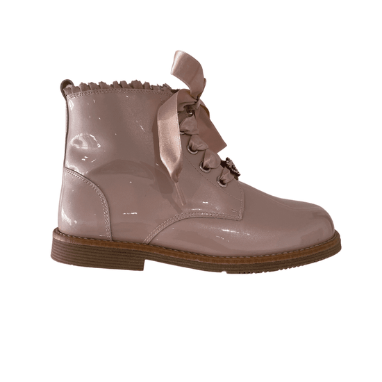 208 Pink Patent Leather Boots - Lala Kids 