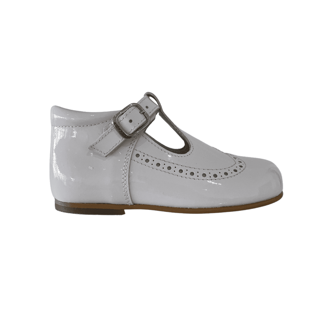 200 Patent White T- Bar Shoes - Lala Kids 