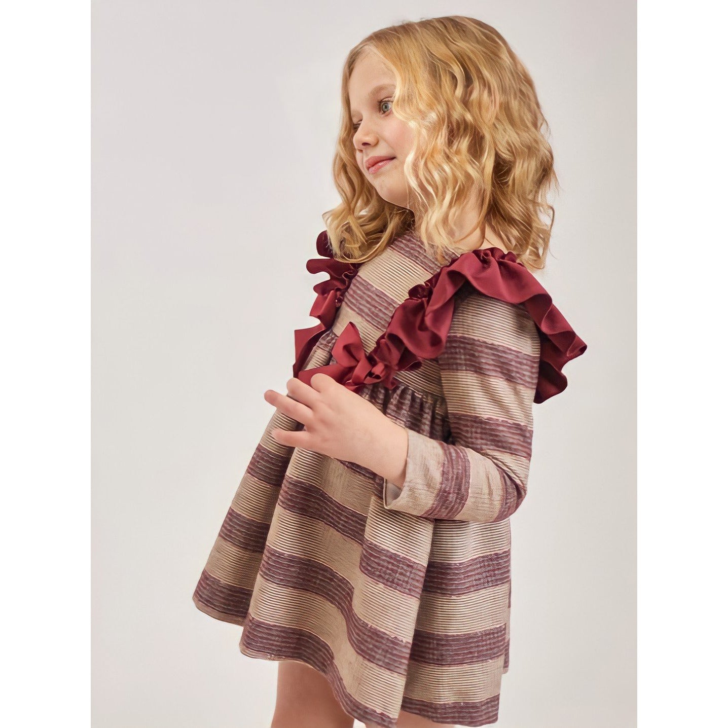 Load image into Gallery viewer, 17 Burgundy Ruffle Dress - Lala Kids 
