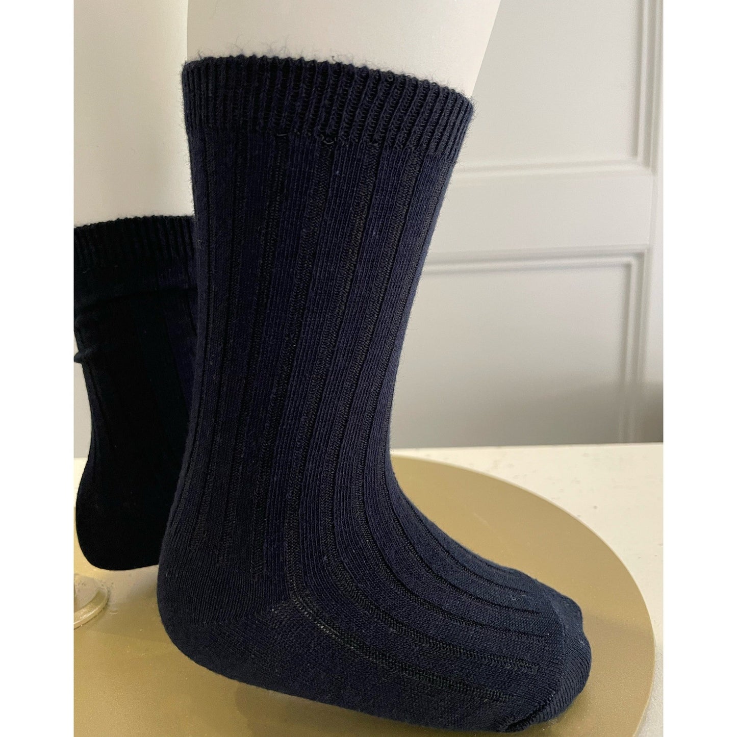 Load image into Gallery viewer, Navy Knee High Ribbed Socks - Lala Kids 
