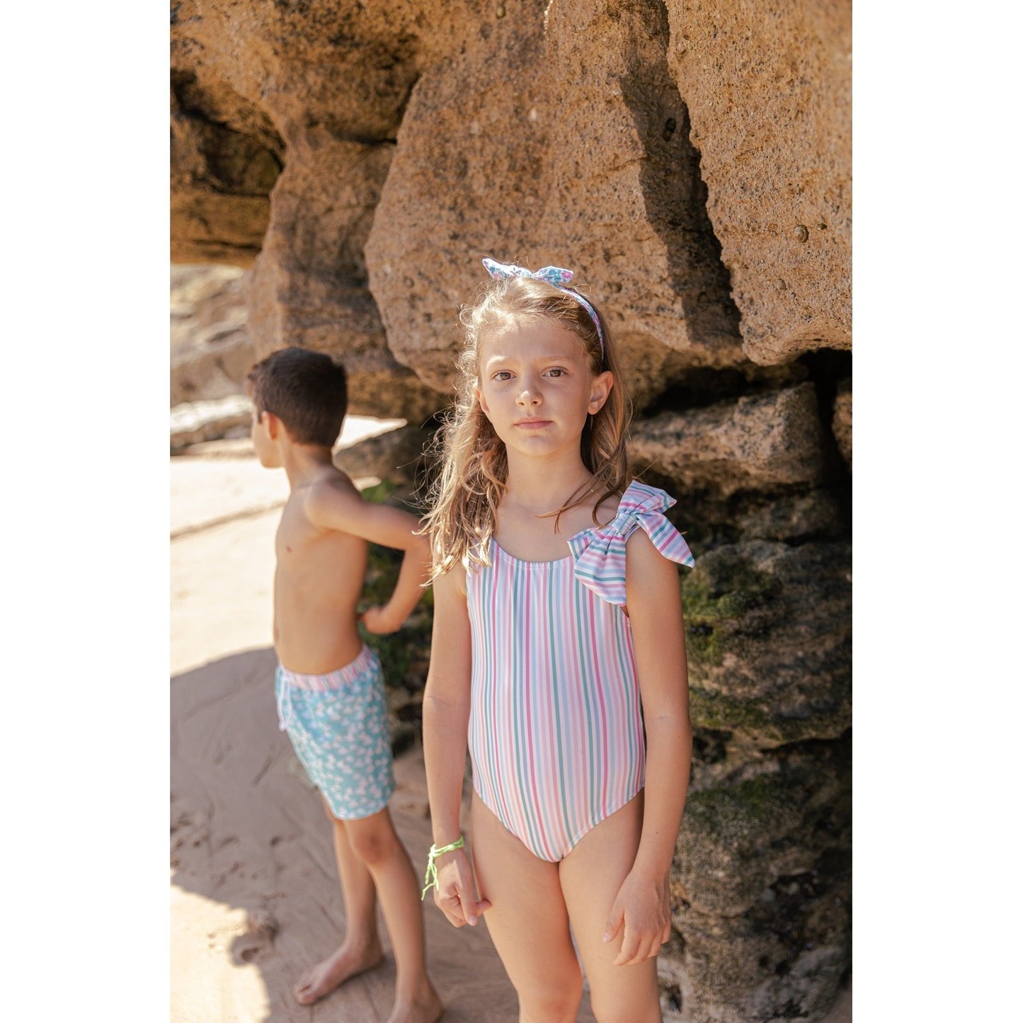 Load image into Gallery viewer, Striped Swim Costume 150 - Lala Kids 
