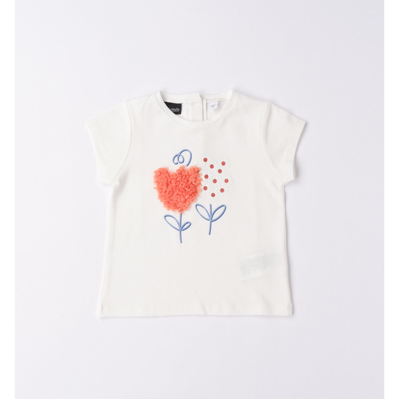 Load image into Gallery viewer, White T Shirt With Floral Print 183 - Lala Kids 

