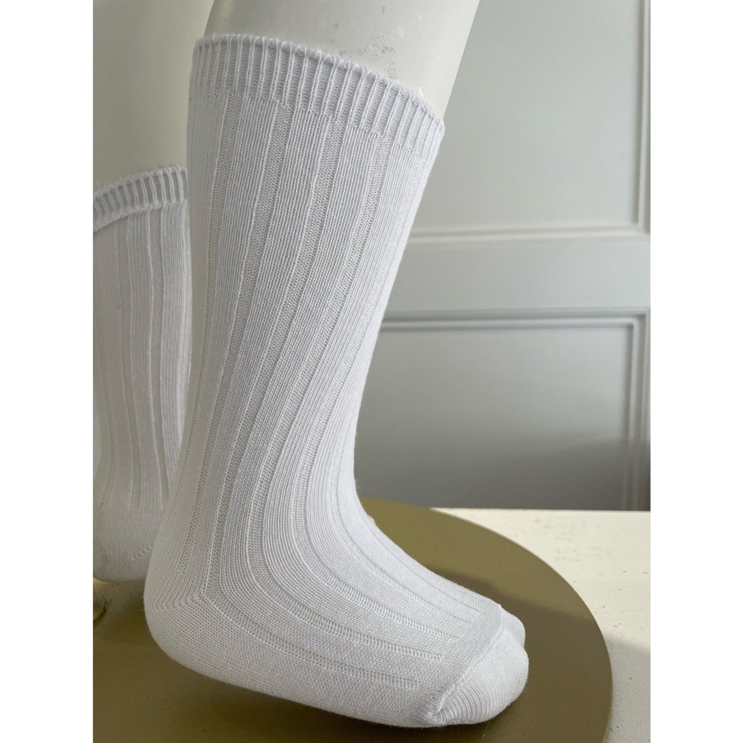 White Knee High Ribbed Socks - Lala Kids 