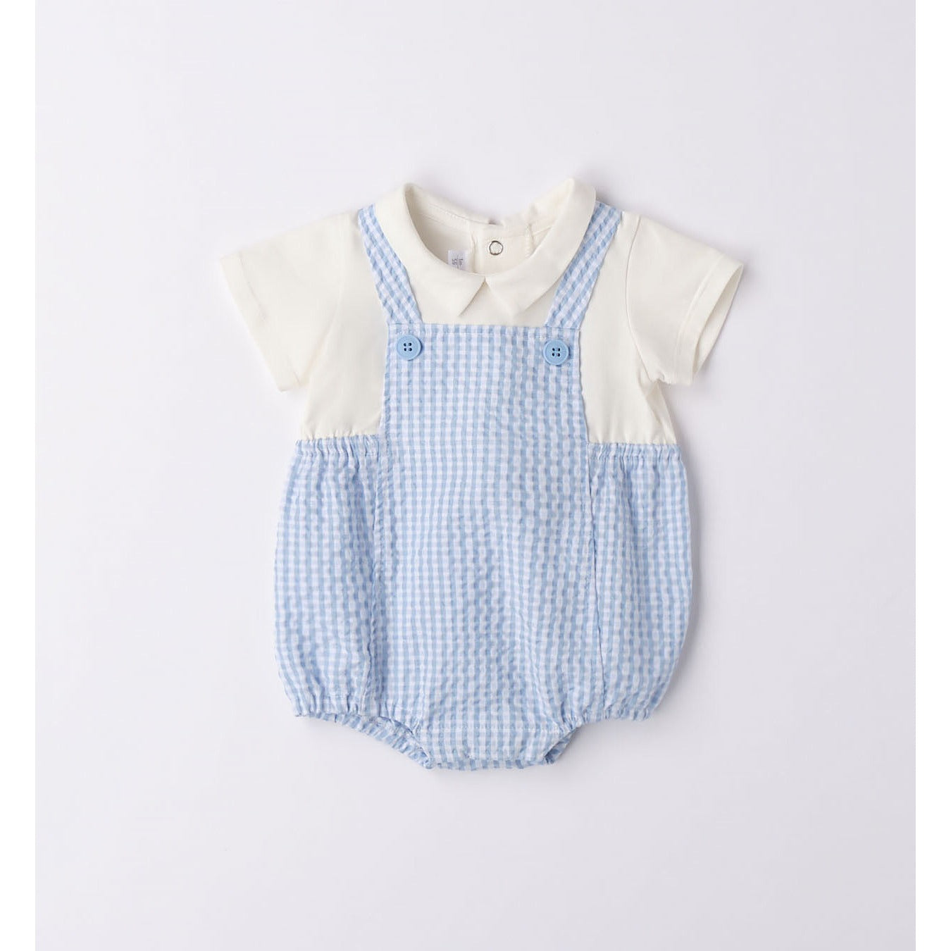 Load image into Gallery viewer, Blue and White Gingham Romper 109 - Lala Kids 
