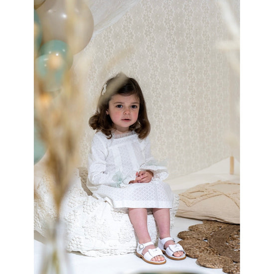 White Embroidered Dress With Tulle 195 - Lala Kids 