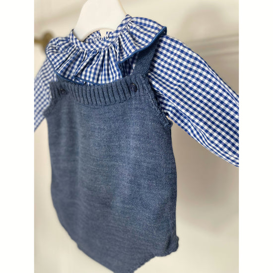 Load image into Gallery viewer, 34 Blue Gingham Shirt and Romper - Lala Kids 
