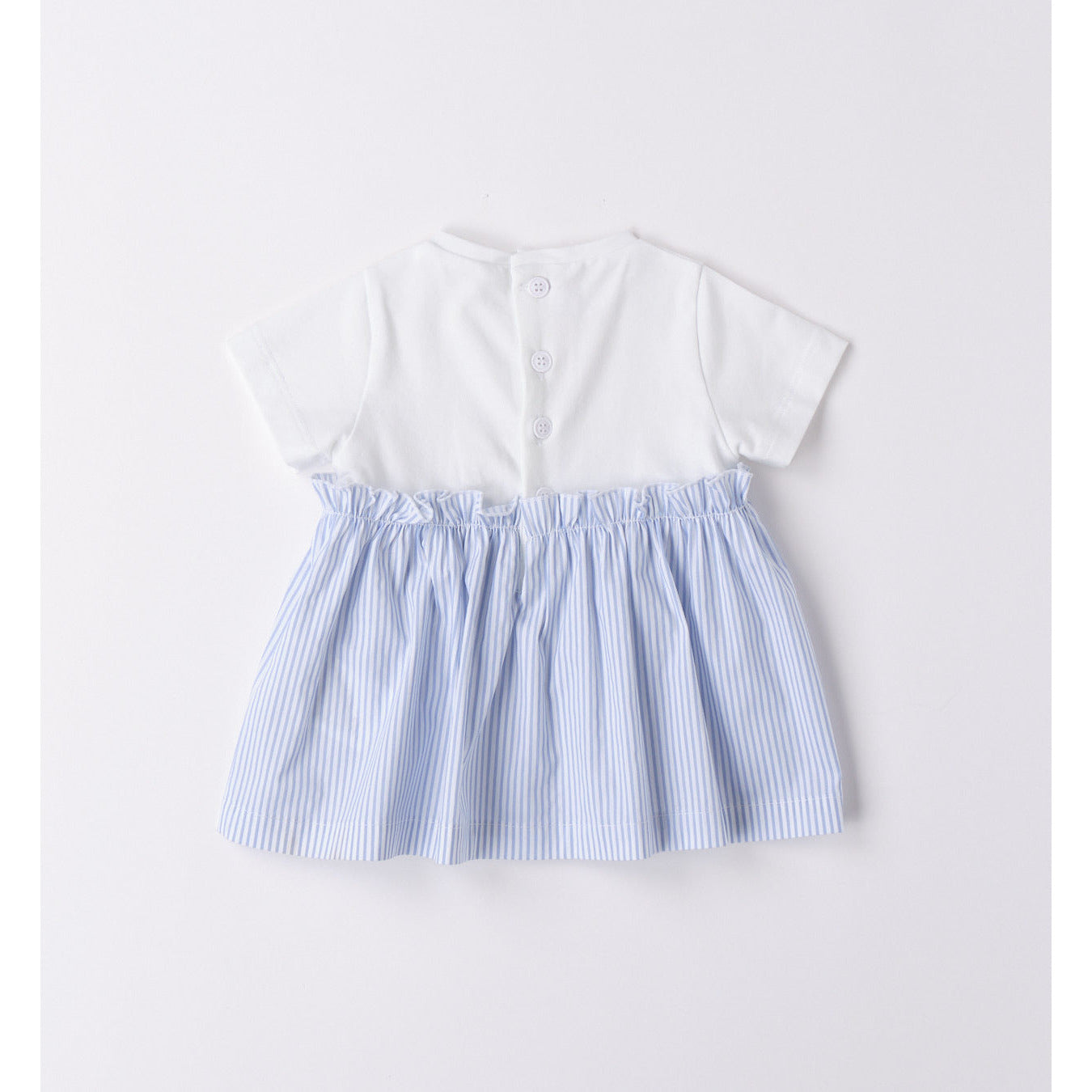 White and Pale Blue Striped Dress 111 - Lala Kids 