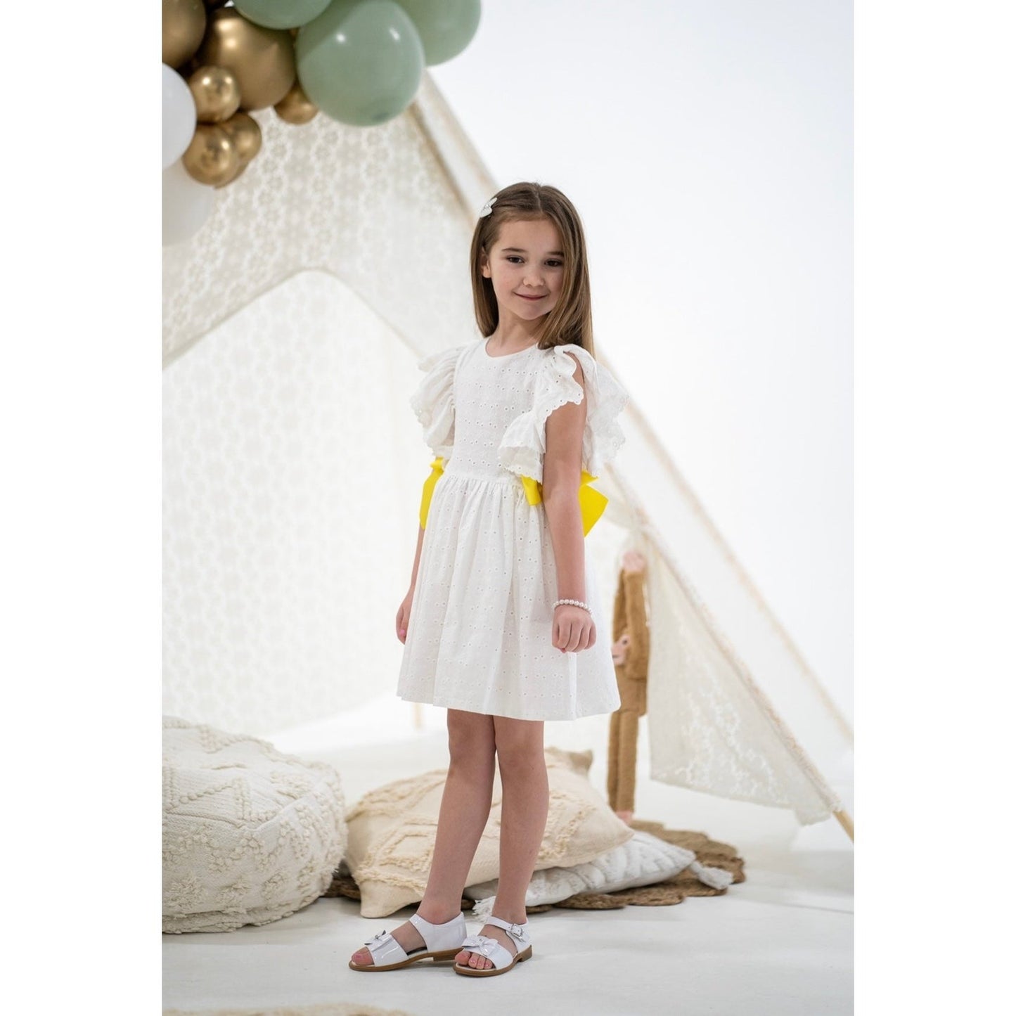 White Broderie Anglaise Dress 231 - Lala Kids 