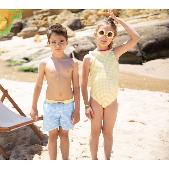Yellow Gingham Swim Costume 154 - Lala Kids 