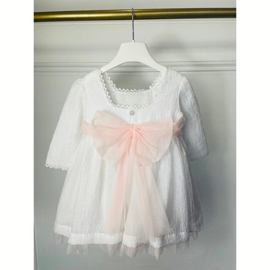 Load image into Gallery viewer, White Dress With Pink Tulle 210 - Lala Kids 

