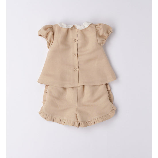 Beige Linen Top and Shorts 183 - Lala Kids 