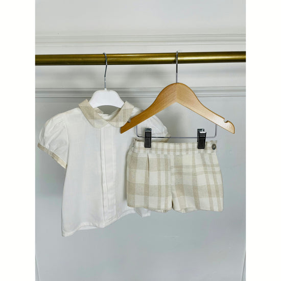 Beige And Cream Shorts And Shirt 214 - Lala Kids 