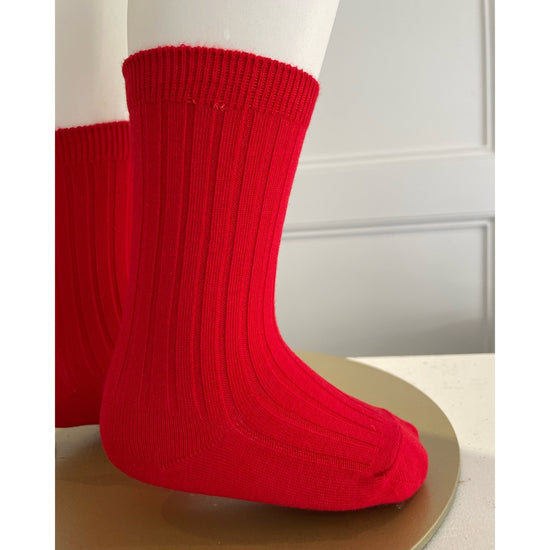 Load image into Gallery viewer, Red Knee High Ribbed Socks - Lala Kids 

