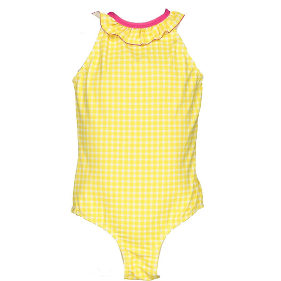 Yellow Gingham Swim Costume 154 - Lala Kids 