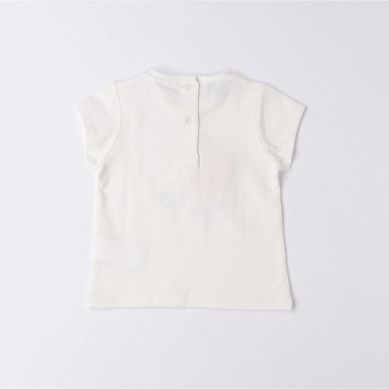 White T Shirt With Floral Print 184 - Lala Kids 