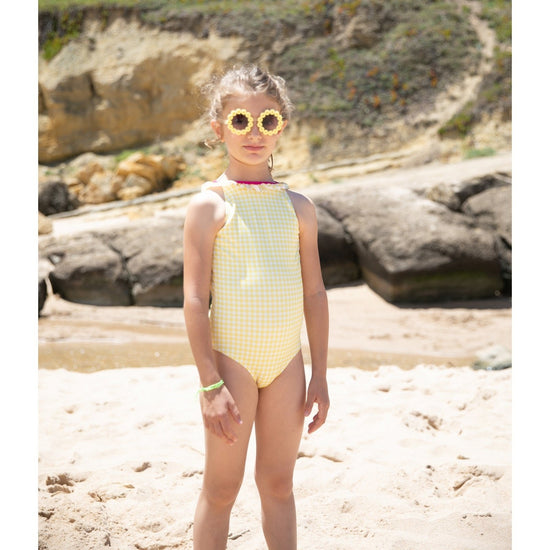 Yellow Gingham Swim Costume 153 - Lala Kids 