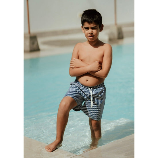Blue Striped Swim Shorts 221 - Lala Kids 