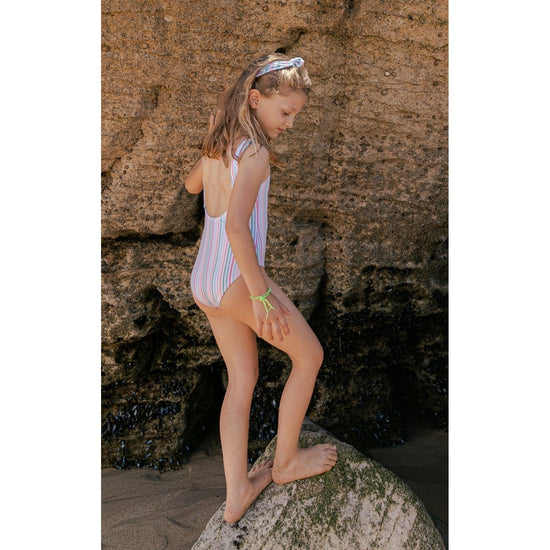 Load image into Gallery viewer, Striped Swim Costume 150 - Lala Kids 
