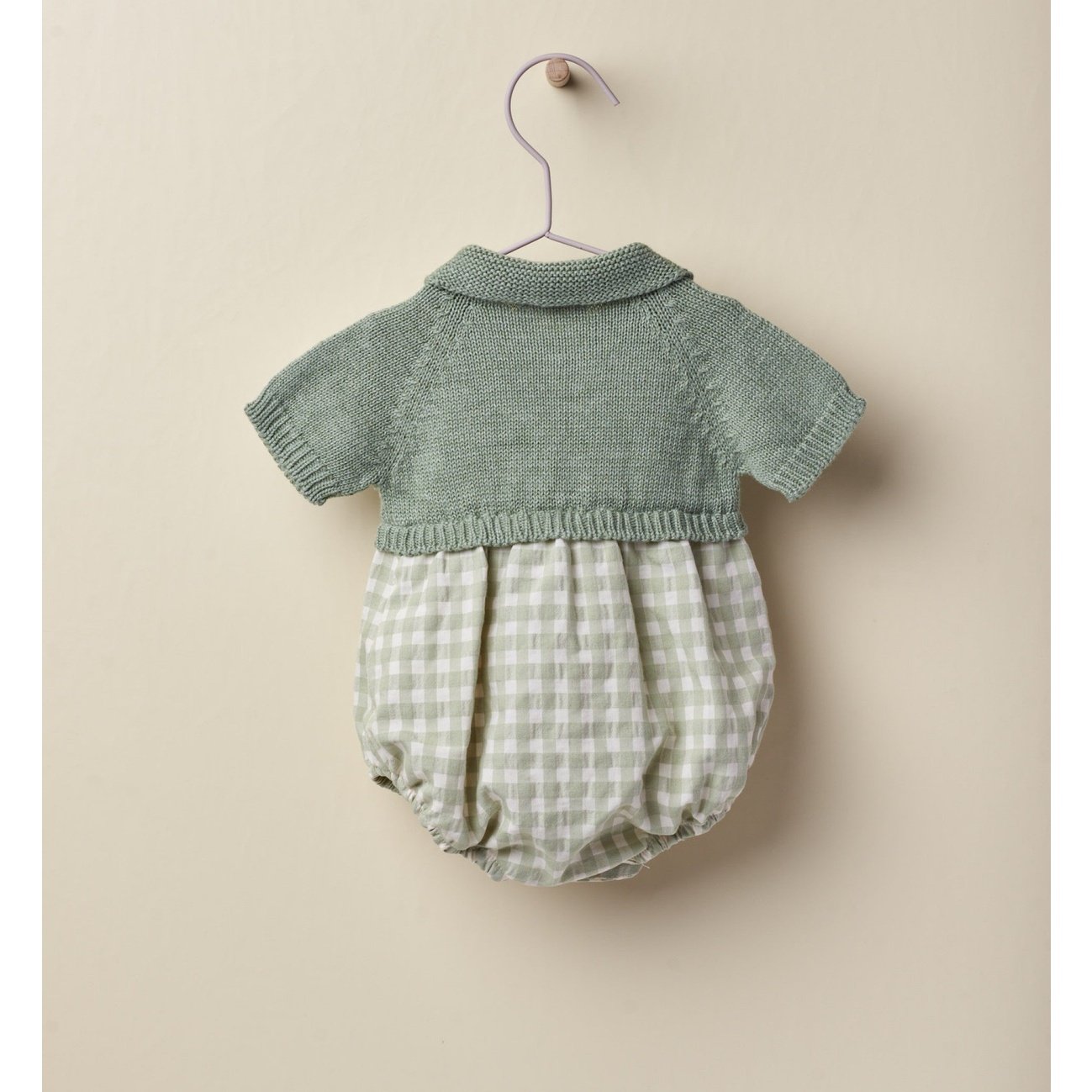 Load image into Gallery viewer, Sage Green Knit Romper 123 - Lala Kids 
